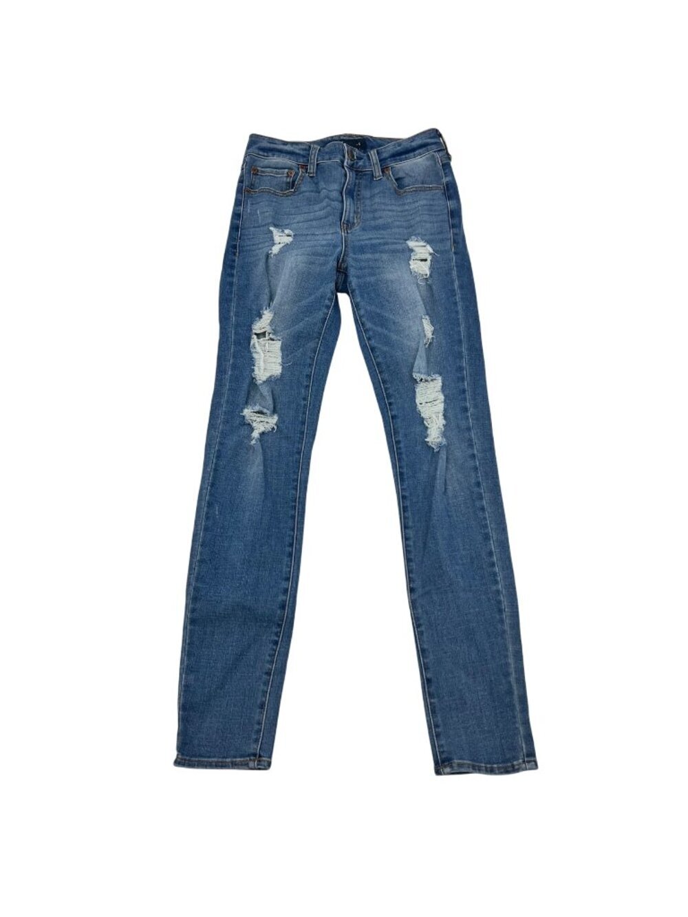 Aeropostale Womens Distressed Jeggings Mid Rise Blue Size 4R